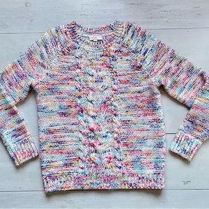 Loft Outlet Women’s Fairycore Long Sleeve Cable Sweater Size M Multicolor Pastel